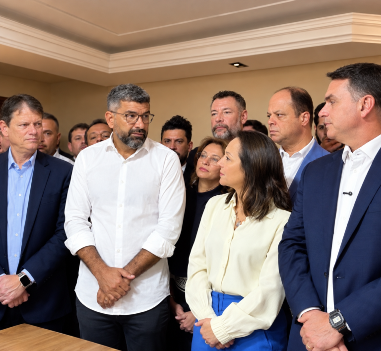 Ao lado de Flávio Bolsonaro e Tarcísio, Daniel Santos afirma que fará campanha para o candidato do PL no Pará: “agora é todo mundo de cabeça”