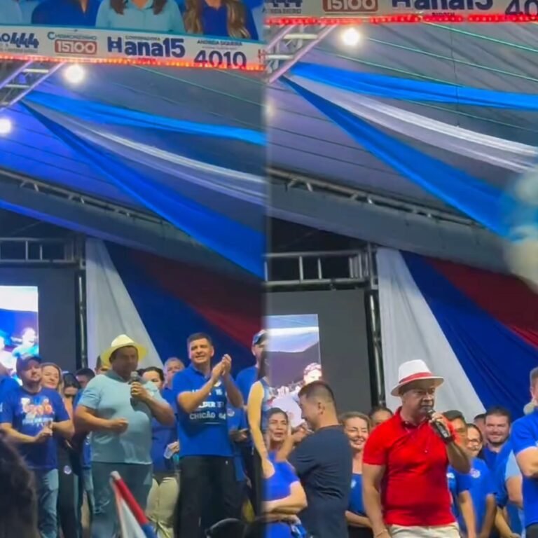 No Pará, ex-prefeito e secretário municipal de Breu Branco disputam votos para Lula e Flávio Bolsonaro no mesmo palanque, durante comício do MDB